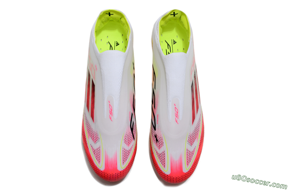 Adidas F50+ Elite Lightstrike Pro Laceless FG Firm Ground Soccer Cleats - White/Red/Yellow 4