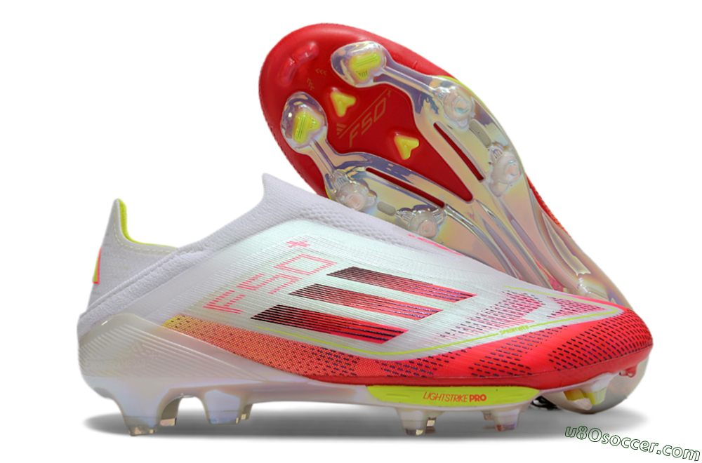 Adidas F50+ Elite Lightstrike Pro Laceless FG Firm Ground Soccer Cleats - White/Red/Yellow 1
