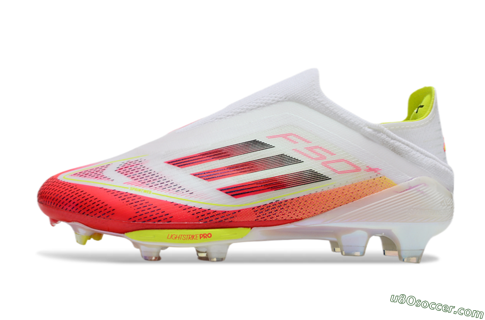 Adidas F50+ Elite Lightstrike Pro Laceless FG Firm Ground Soccer Cleats - White/Red/Yellow 2