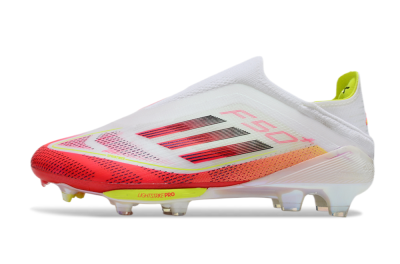 Adidas F50+ Elite Lightstrike Pro Laceless FG Firm Ground Soccer Cleats - White/Red/Yellow