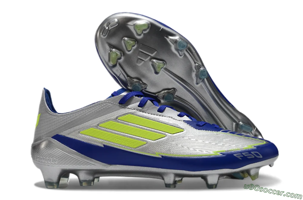 Messi x Adidas F50 Elite FG Soccer Cleats - Silver/Yellow/Blue