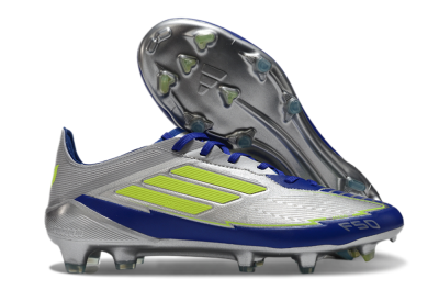Messi x Adidas F50 Elite FG Firm Ground Soccer Cleats - Silver/Yellow/Blue