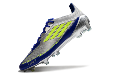 Messi x Adidas F50 Elite FG Firm Ground Soccer Cleats - Silver/Yellow/Blue