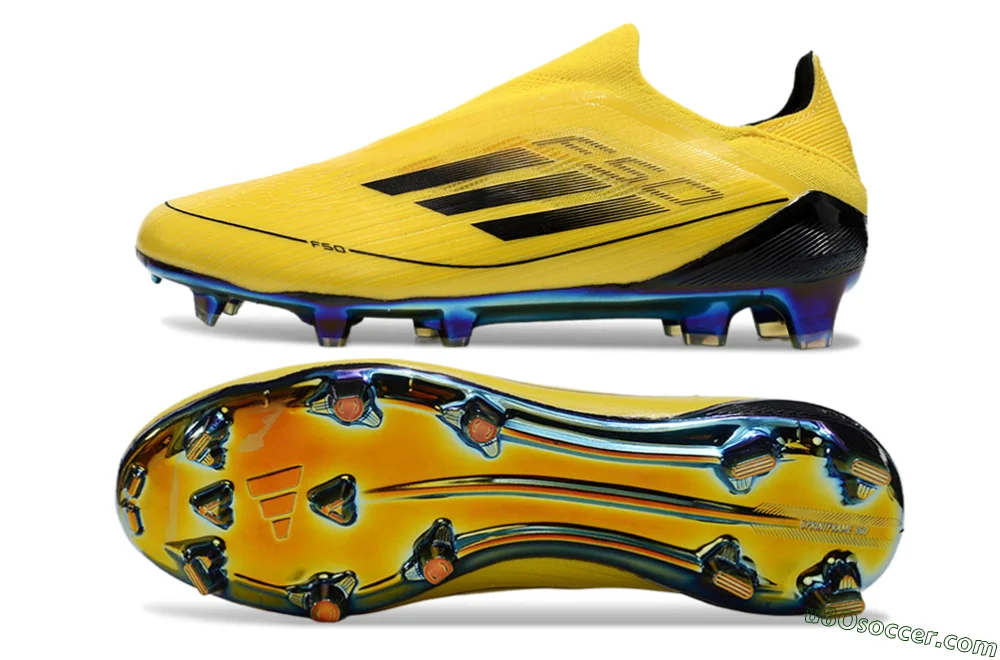 Adidas F50 Elite Laceless FG Soccer Cleats - Yellow/Black/Gold display picture 1