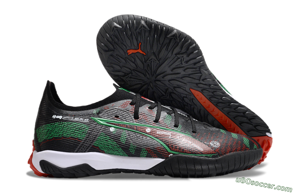 Puma Ultra Ultimate TF Artificial Turf Soccer Shoes - Black/Red/Green 1