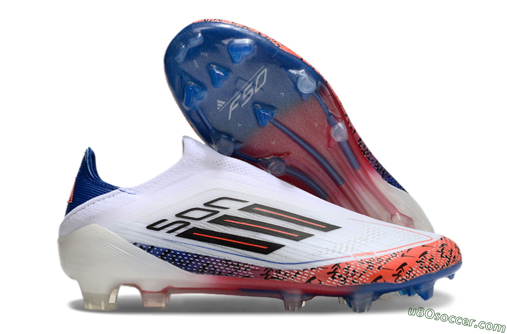Adidas F50 Elite Laceless FG Firm Ground Soccer Cleats - White/Red/Blue 1