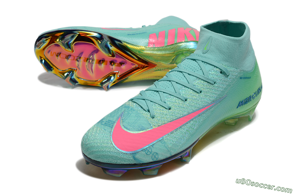 Nike Air Zoom Mercurial Superfly 10 Elite FG Firm Ground Soccer Cleats - Jade/Pink/Gold 3