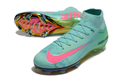 Nike Air Zoom Mercurial Superfly 10 Elite FG Firm Ground Soccer Cleats - Jade/Pink/Gold