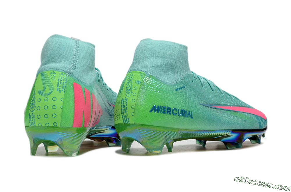 Nike Air Zoom Mercurial Superfly 10 Elite FG Firm Ground Soccer Cleats - Jade/Pink/Gold 6