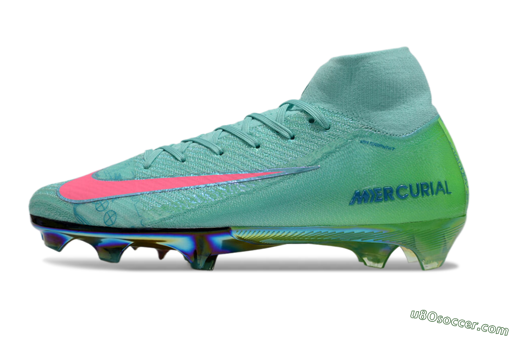 Nike Air Zoom Mercurial Superfly 10 Elite FG Firm Ground Soccer Cleats - Jade/Pink/Gold 2