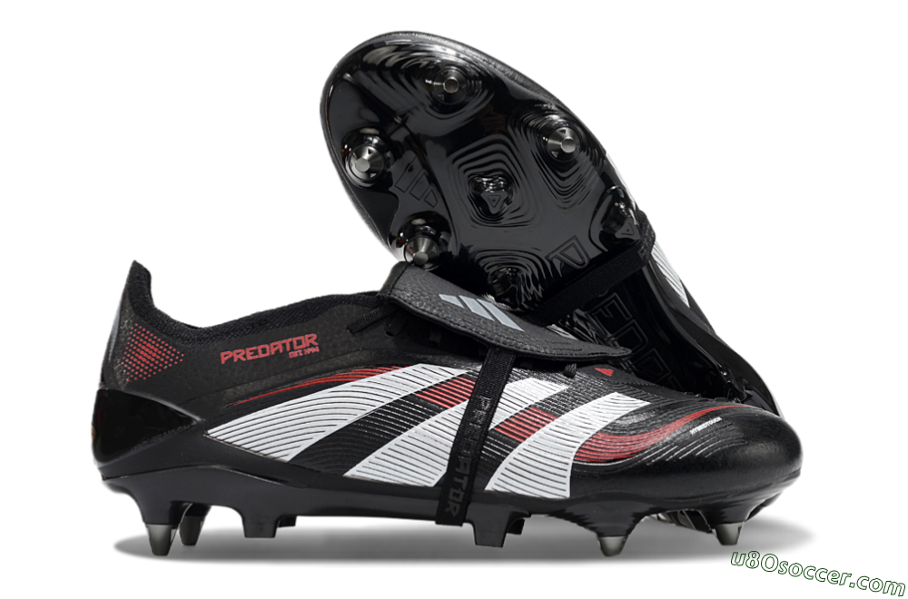 Adidas Predator 25 Elite Foldover Tongue SG Soft Ground Soccer Cleats - Black/White/Red 1