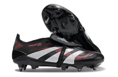 Adidas Predator 25 Elite Foldover Tongue SG Soft Ground Soccer Cleats - Black/White/Red