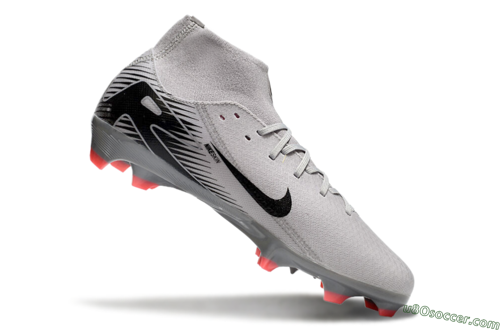 Nike Air Zoom Mercurial Superfly 10 Academy FG Firm Ground Soccer Cleats - Grey/Black/Red 4