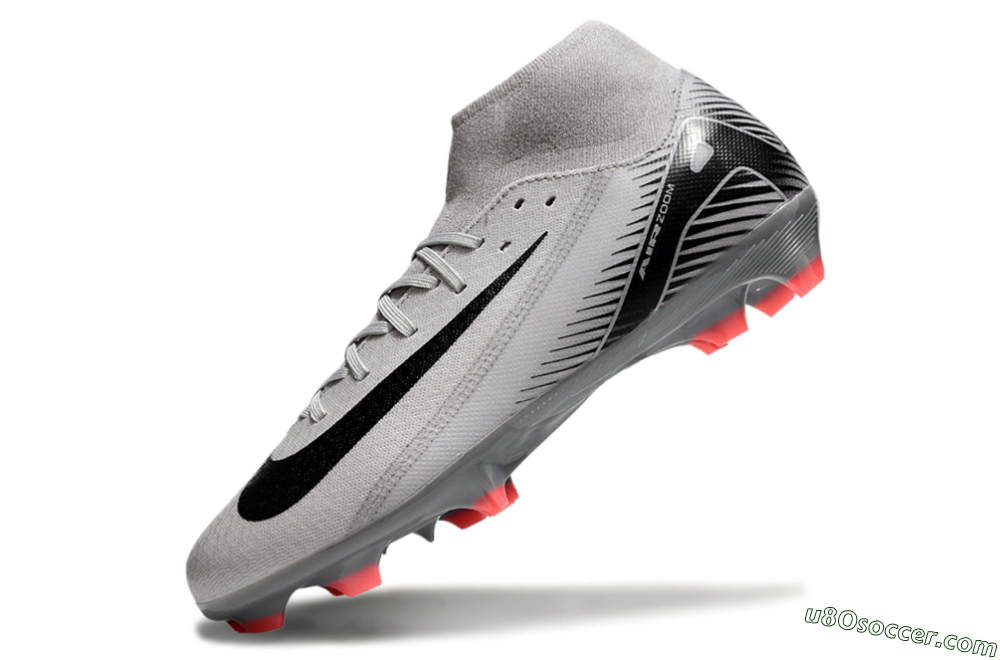 Nike Air Zoom Mercurial Superfly 10 Academy FG Firm Ground Soccer Cleats - Grey/Black/Red 5
