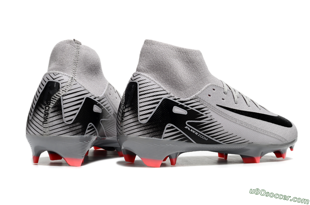 Nike Air Zoom Mercurial Superfly 10 Academy FG Firm Ground Soccer Cleats - Grey/Black/Red 6