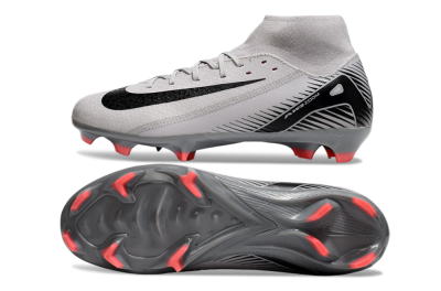 Nike Air Zoom Mercurial Superfly 10 Academy FG Firm Ground Soccer Cleats - Grey/Black/Red