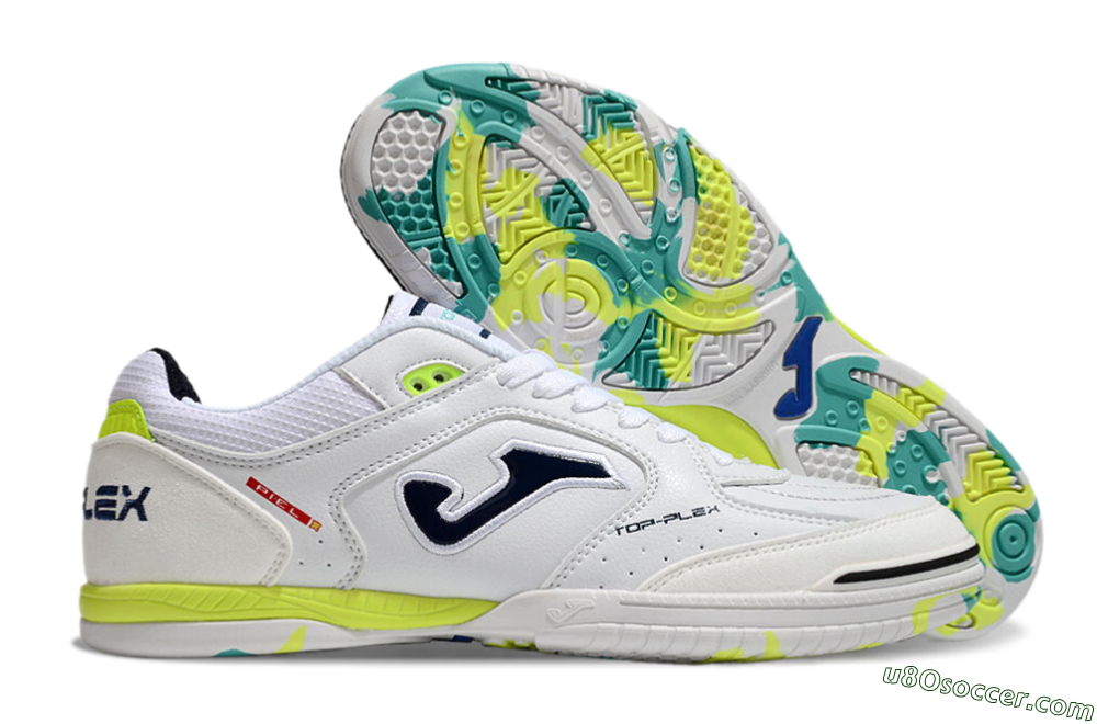 Joma Top Flex IC Indoor & Futsal Soccer Shoes - White/Black/Yellow 1