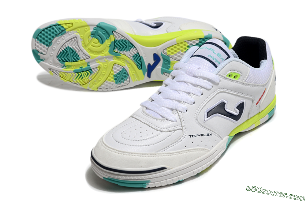 Joma Top Flex IC Indoor & Futsal Soccer Shoes - White/Black/Yellow 3