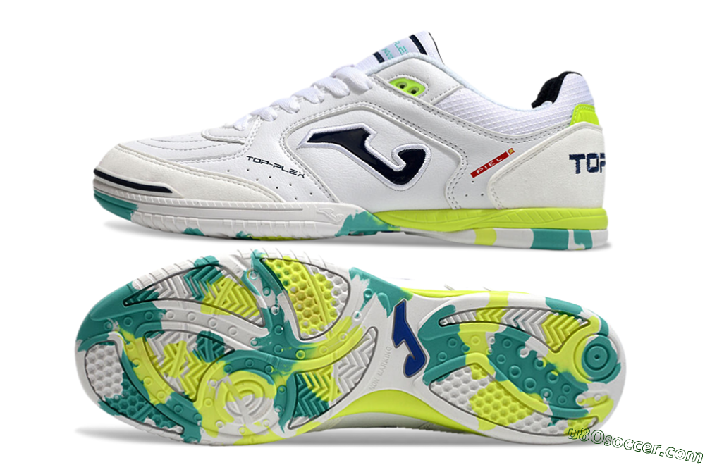 Joma Top Flex IC Indoor & Futsal Soccer Shoes - White/Black/Yellow 0