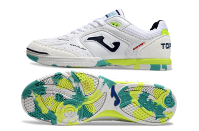 Joma Top Flex IC Indoor & Futsal Soccer Shoes - White/Black/Yellow