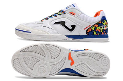 Joma Top Flex IC Indoor & Futsal Soccer Shoes - White/Black/Blue