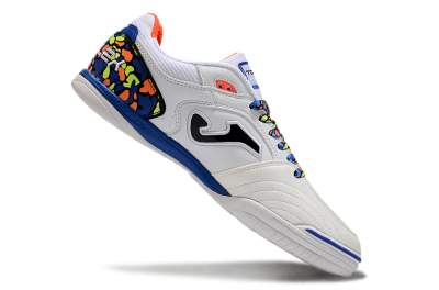 Joma Top Flex IC Indoor & Futsal Soccer Shoes - White/Black/Blue