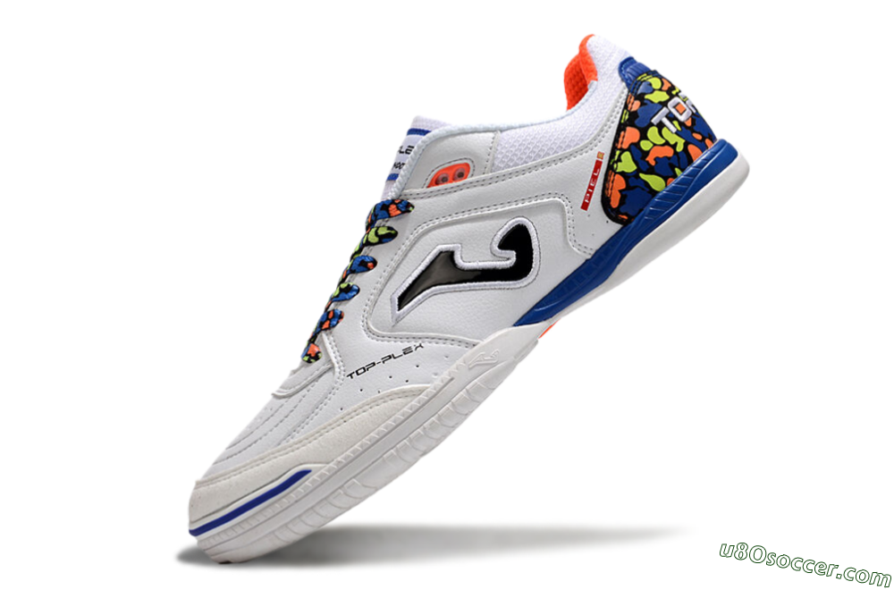 Joma Top Flex IC Indoor & Futsal Soccer Shoes - White/Black/Blue 5