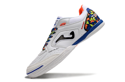 Joma Top Flex IC Indoor & Futsal Soccer Shoes - White/Black/Blue