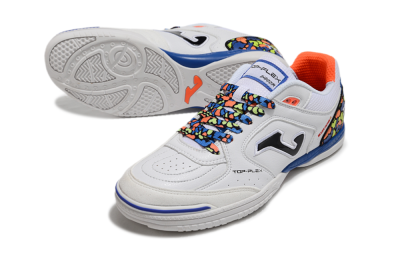 Joma Top Flex IC Indoor & Futsal Soccer Shoes - White/Black/Blue