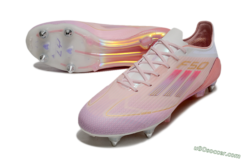 Adidas F50 Elite SG Soft Ground Soccer Cleats - Pink/Gold/White 3