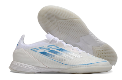 Adidas F50 Pro IC Indoor & Futsal Soccer Shoes - Beige/Blue/White
