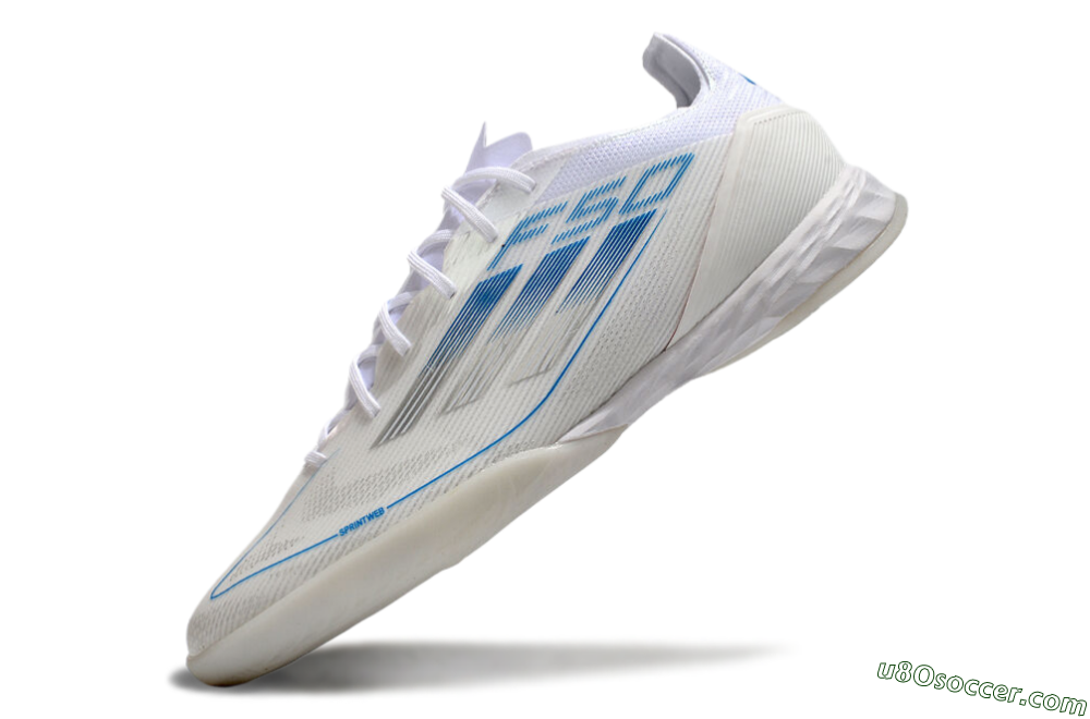 Adidas F50 Pro IC Indoor & Futsal Soccer Shoes - Beige/Blue/White 5