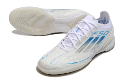 Adidas F50 Pro IC Indoor & Futsal Soccer Shoes - Beige/Blue/White