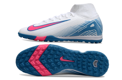 Nike Air Zoom Mercurial Superfly 10 Elite TF Artificial Turf Soccer Shoes - White/Pink/Blue