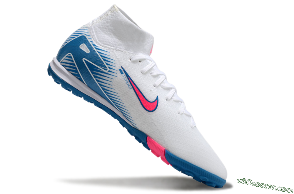 Nike Air Zoom Mercurial Superfly 10 Elite TF Artificial Turf Soccer Shoes - White/Pink/Blue 4