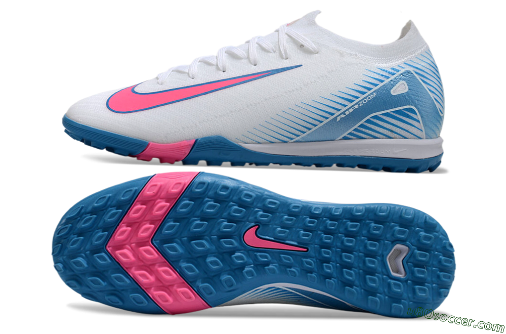 Nike Air Zoom Mercurial Vapor 16 Elite TF Artificial Turf Soccer Shoes - White/Pink/Blue 0