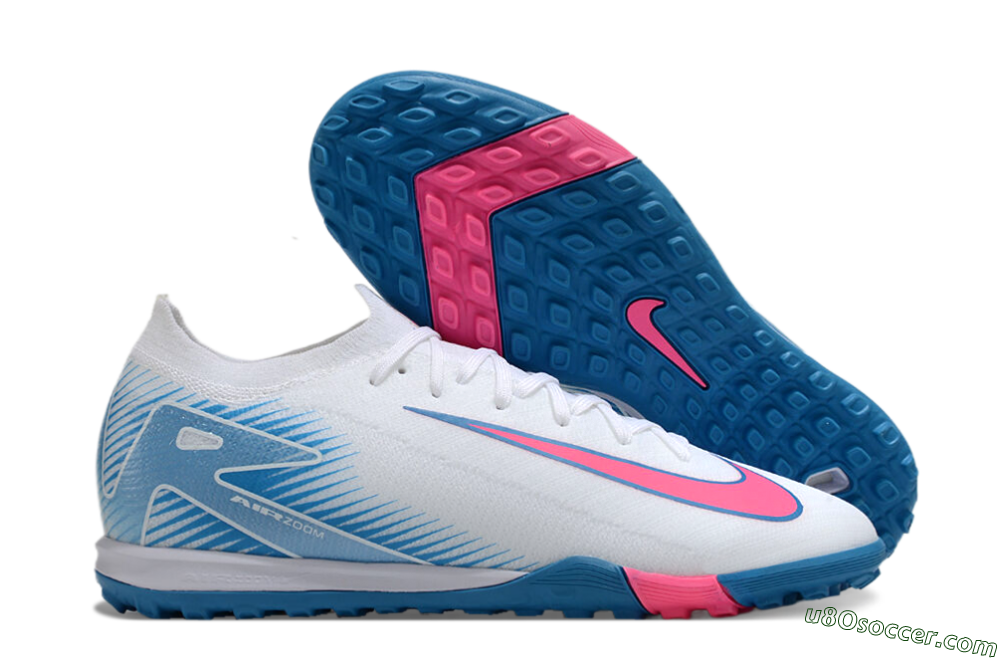 Nike Air Zoom Mercurial Vapor 16 Elite TF Artificial Turf Soccer Shoes - White/Pink/Blue 1