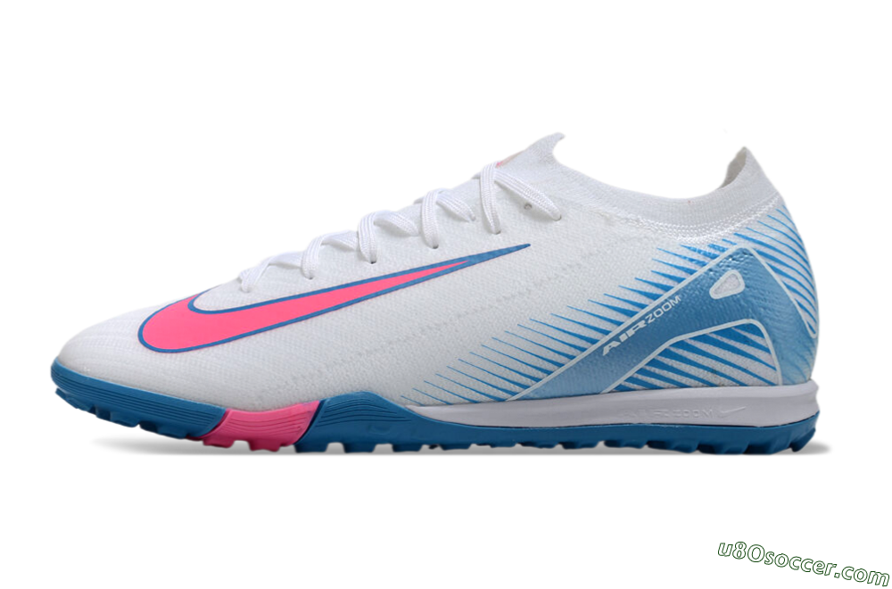 Nike Air Zoom Mercurial Vapor 16 Elite TF Artificial Turf Soccer Shoes - White/Pink/Blue 2