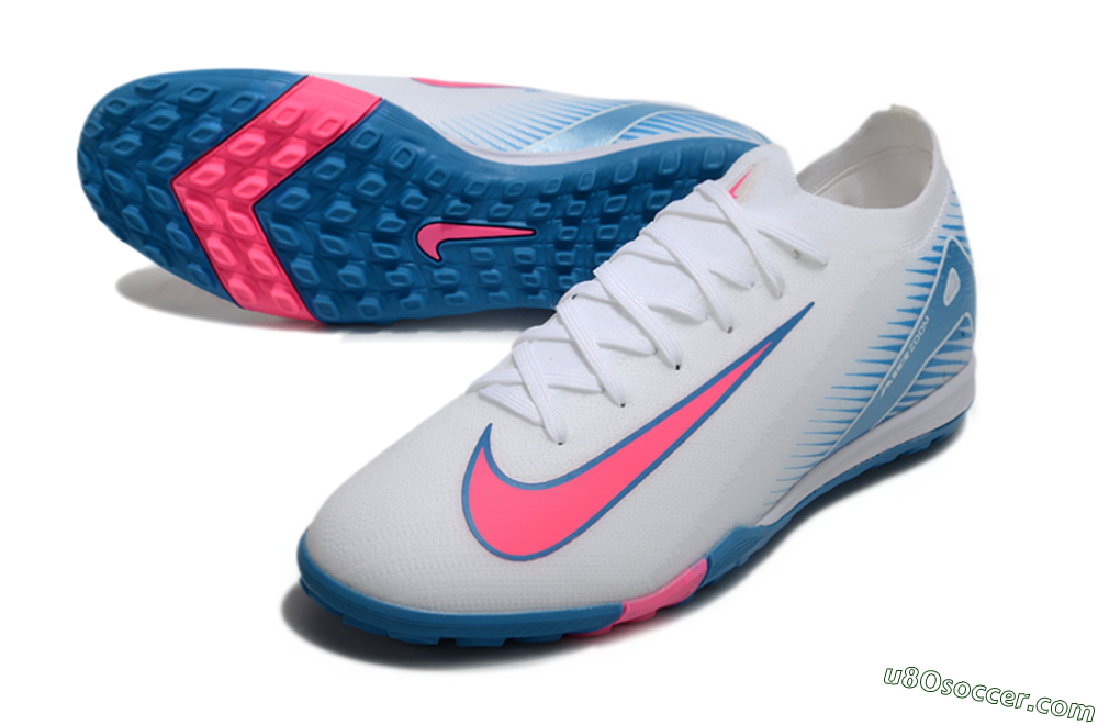Nike Air Zoom Mercurial Vapor 16 Elite TF Artificial Turf Soccer Shoes - White/Pink/Blue 3