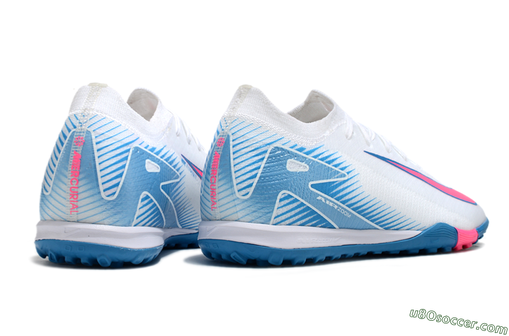 Nike Air Zoom Mercurial Vapor 16 Elite TF Artificial Turf Soccer Shoes - White/Pink/Blue 6