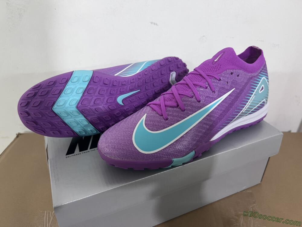 Nike Air Zoom Mercurial Vapor 16 Elite TF Artificial Turf Soccer Shoes - Purple/Jade/White