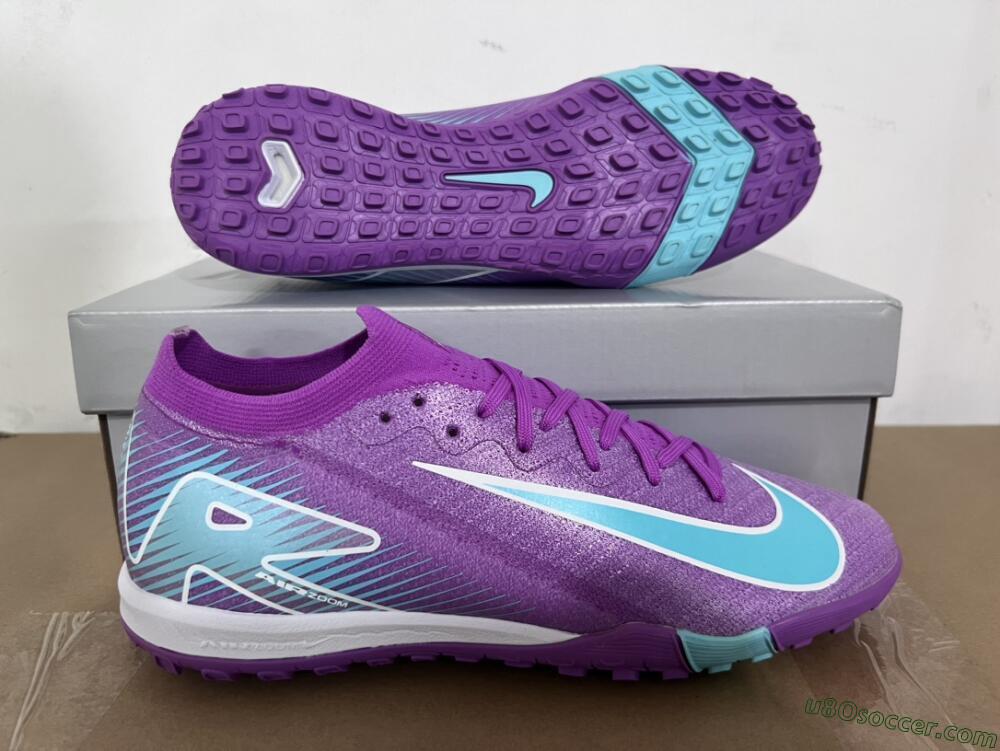 Nike Air Zoom Mercurial Vapor 16 Elite TF Artificial Turf Soccer Shoes - Purple/Jade/White