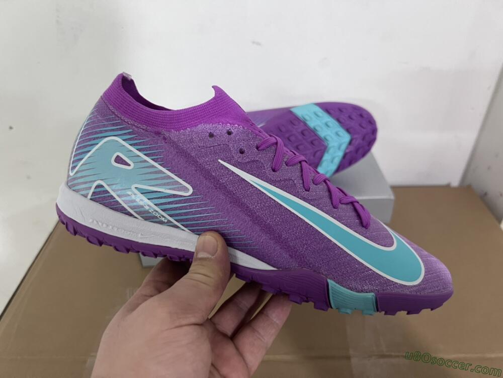 Nike Air Zoom Mercurial Vapor 16 Elite TF Artificial Turf Soccer Shoes - Purple/Jade/White