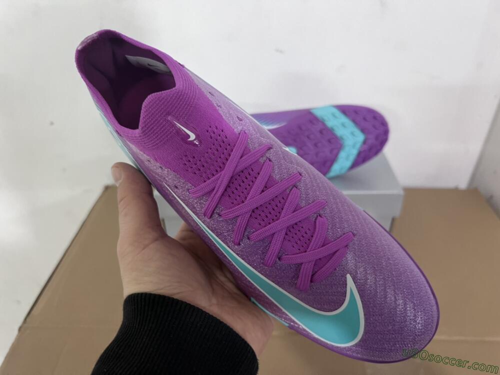 Nike Air Zoom Mercurial Vapor 16 Elite TF Artificial Turf Soccer Shoes - Purple/Jade/White