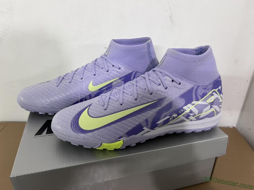 Nike Air Zoom Mercurial Superfly 10 Elite TF Artificial Turf Soccer Shoes - Purple/Yellow/White