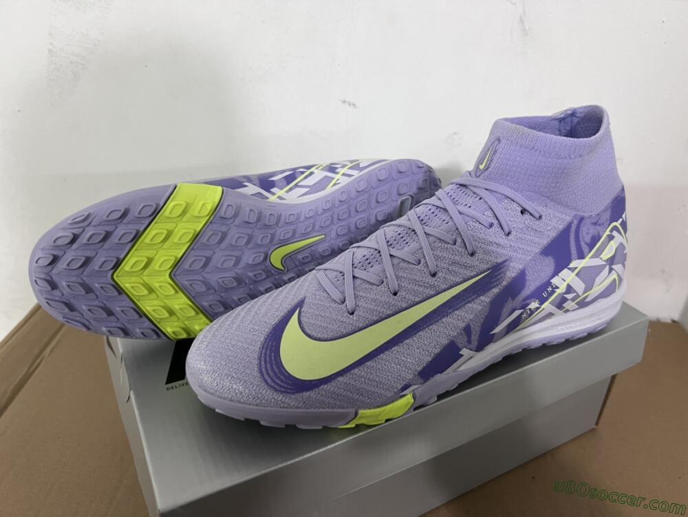 Nike Air Zoom Mercurial Superfly 10 Elite TF Artificial Turf Soccer Shoes - Purple/Yellow/White