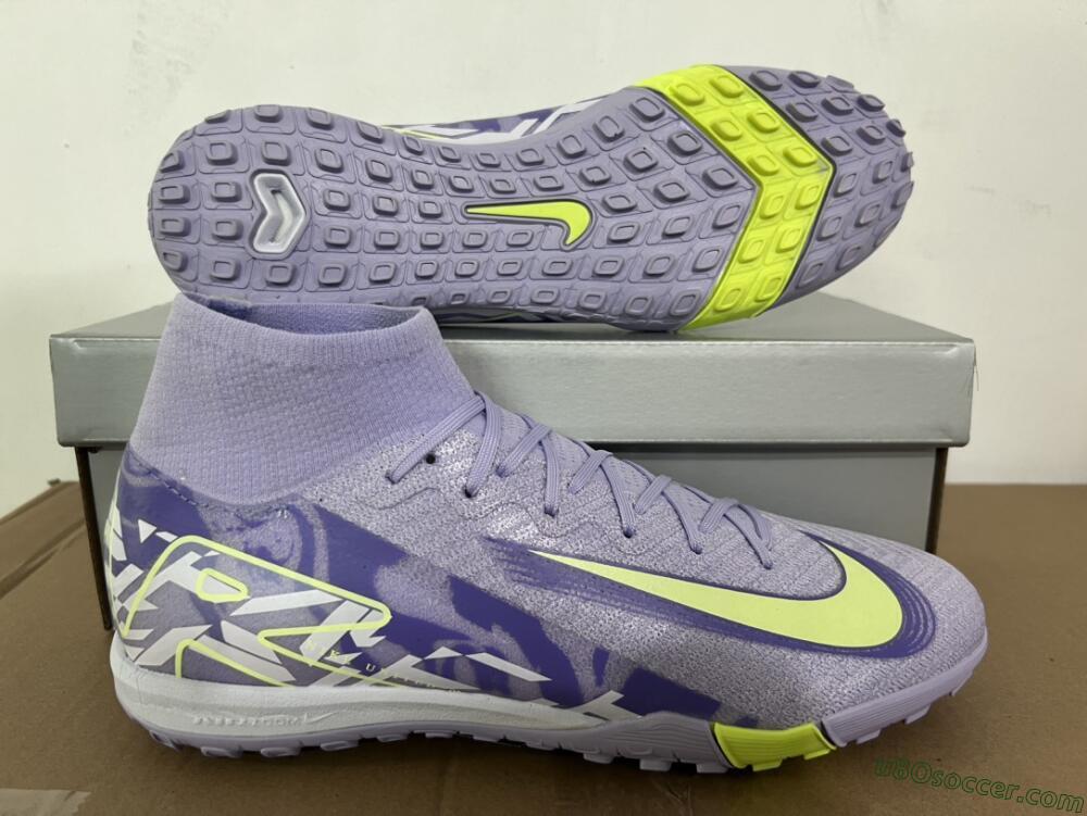 Nike Air Zoom Mercurial Superfly 10 Elite TF Artificial Turf Soccer Shoes - Purple/Yellow/White