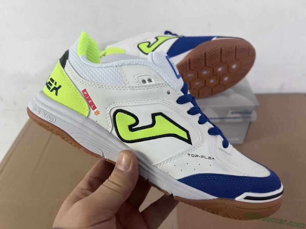 Joma Top Flex 920 IC Indoor & Futsal Soccer Shoes - White/Blue/Yellow
