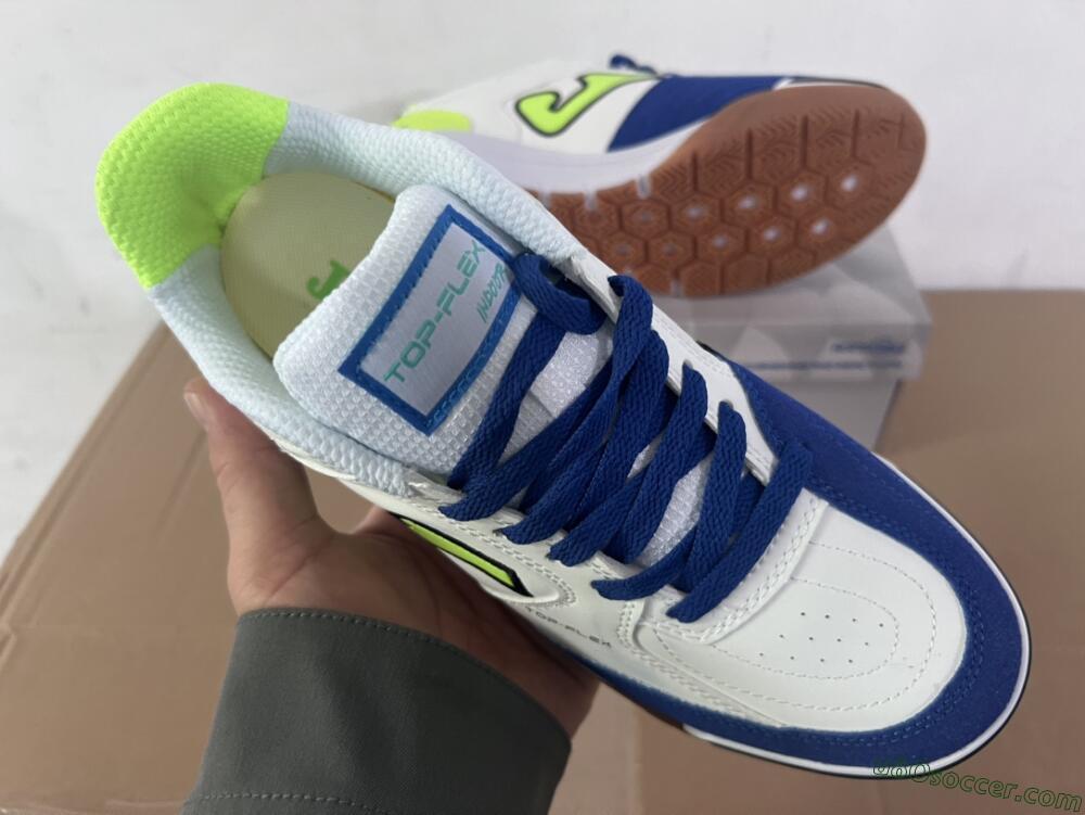 Joma Top Flex 920 IC Indoor & Futsal Soccer Shoes - White/Blue/Yellow
