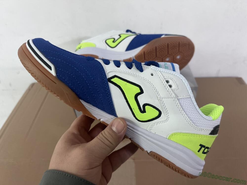 Joma Top Flex 920 IC Indoor & Futsal Soccer Shoes - White/Blue/Yellow